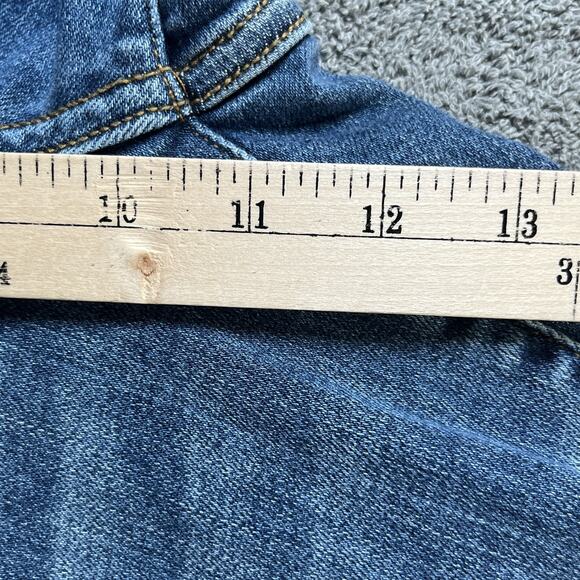 Judy Blue Jeans Womens 14W Blue Skinny Fit Distressed Plaid Patch Cuffed Red - Picture 14 of 15